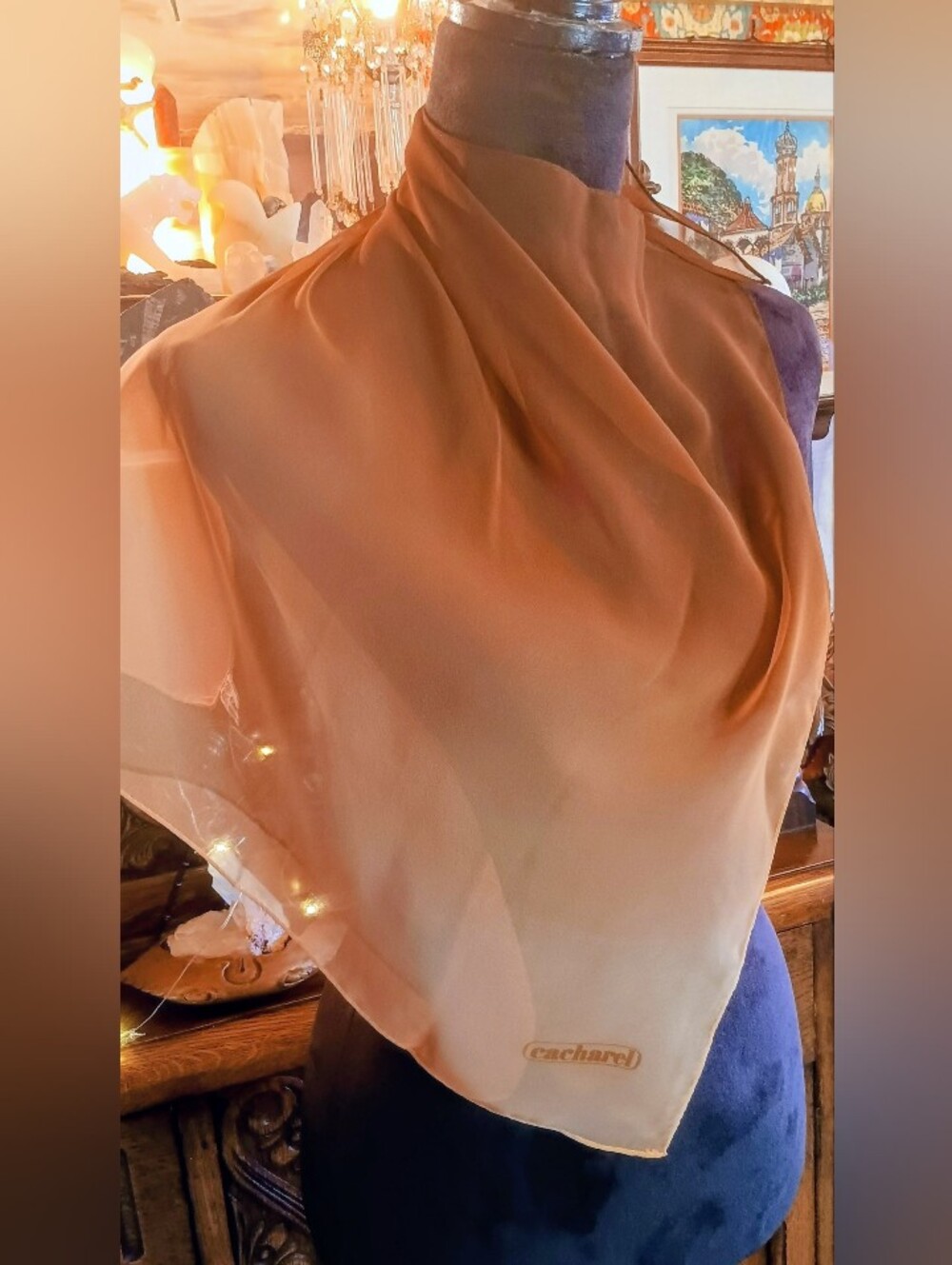 Vintage Cacharel Ombre Chic Gradient Brown Japanese Scarf - Branded Accent